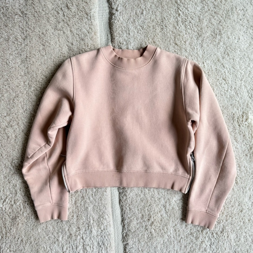 ACNE blush crop side zip sweatshirt